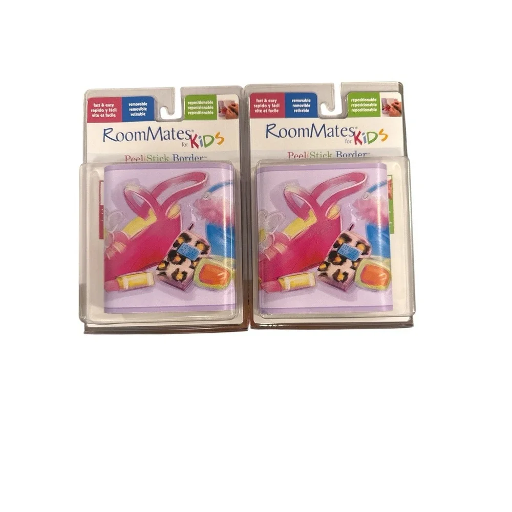 Lot Of 2 RoomMates Kids Peel & Stick Border Make up Purse Shoe Accessories Decal